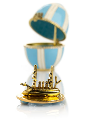 Keren Kopal Light Blue Egg with a Sailing Ship