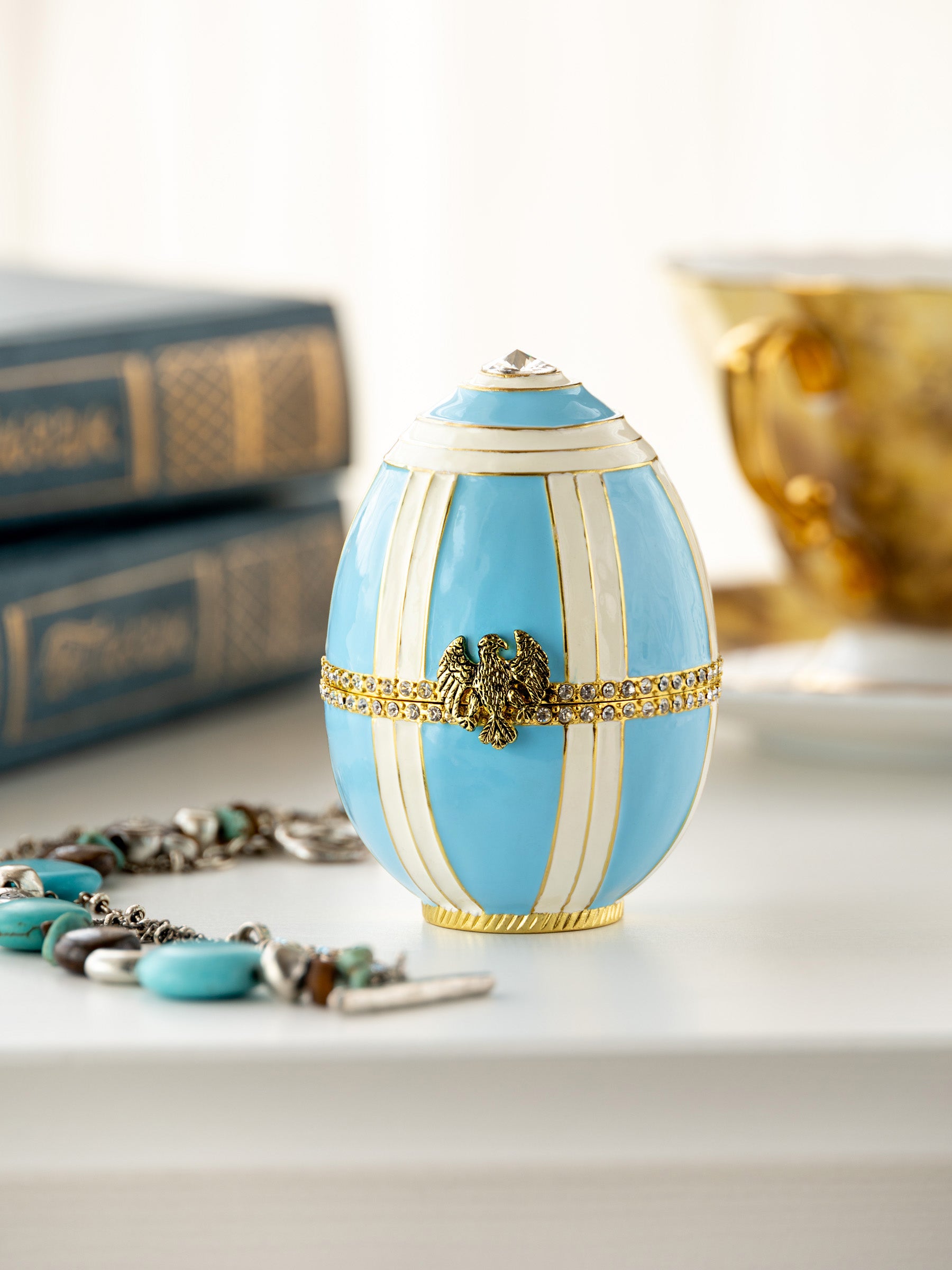 Light blue Egg with Sailing ship