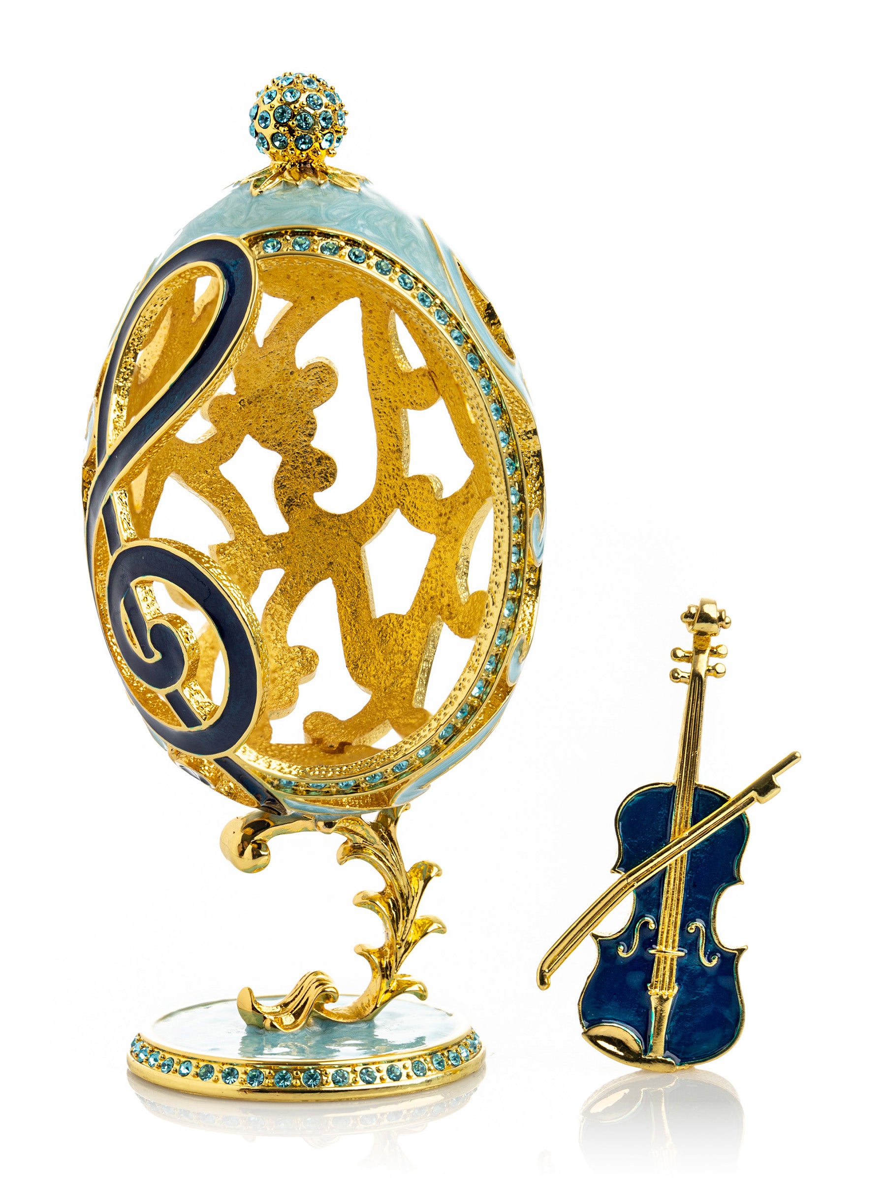 Keren Kopal Treble Clef Faberge Egg with Violin Surprise