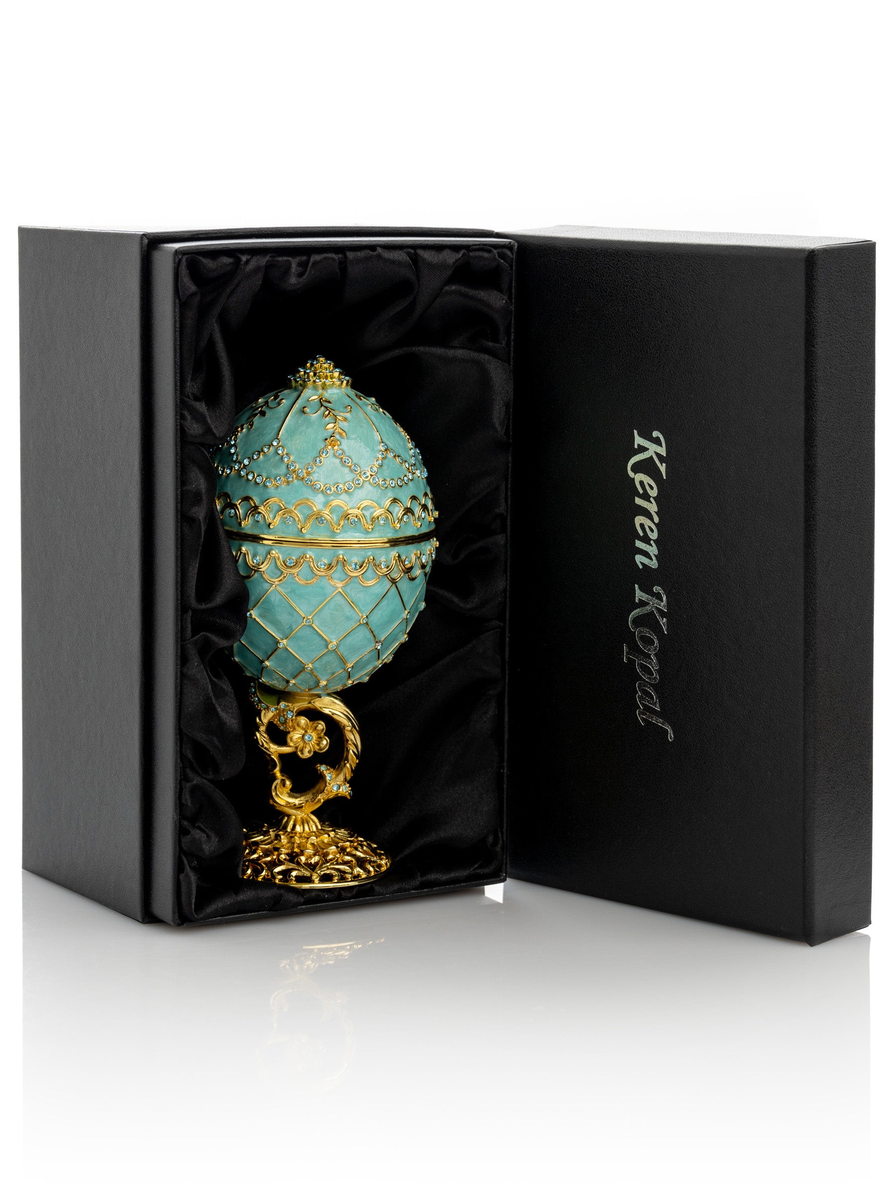 Gold & turquoise Egg with Royal Carriage