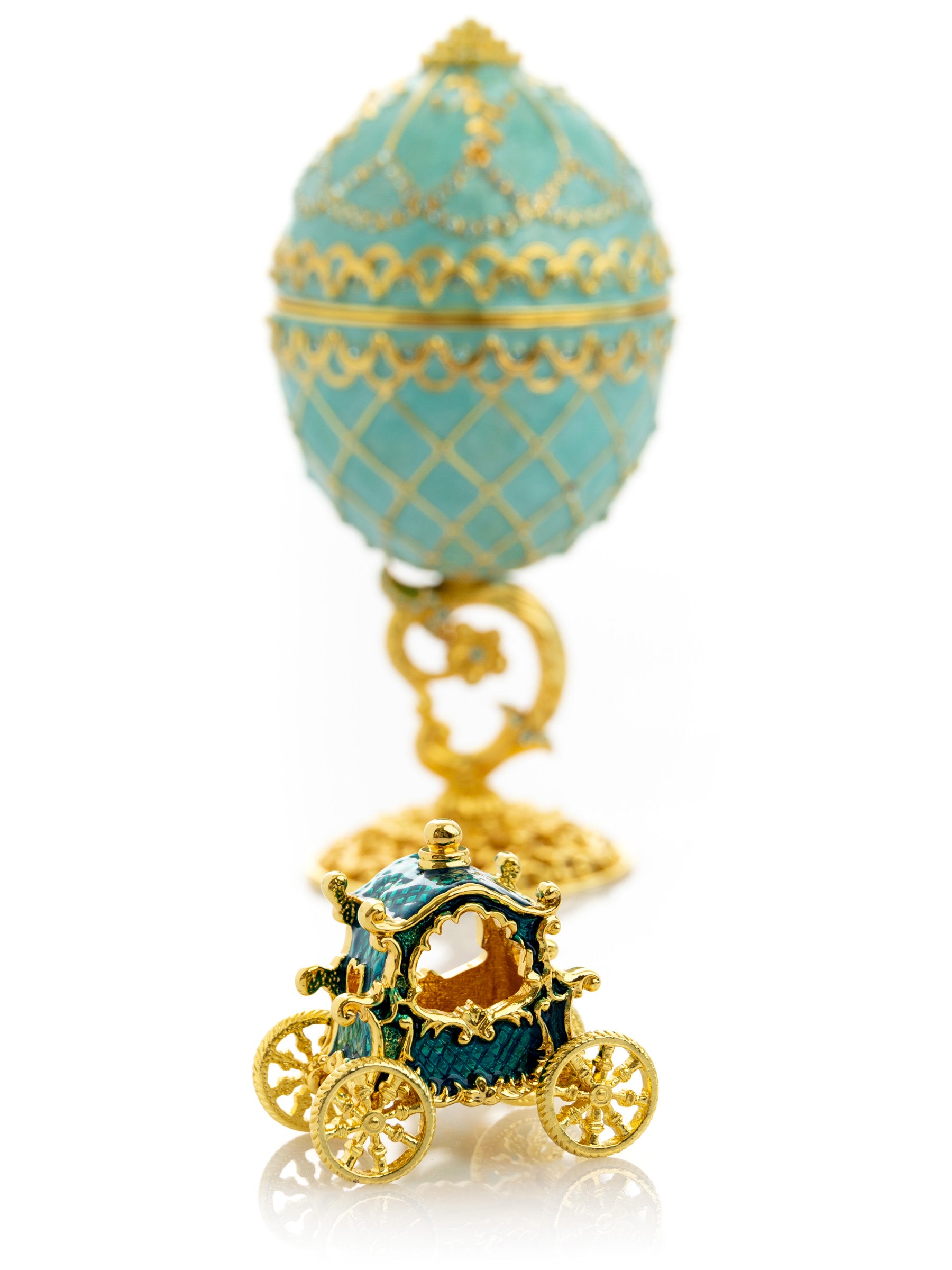 Gold & turquoise Egg with Royal Carriage