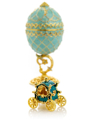 Gold & turquoise Egg with Royal Carriage