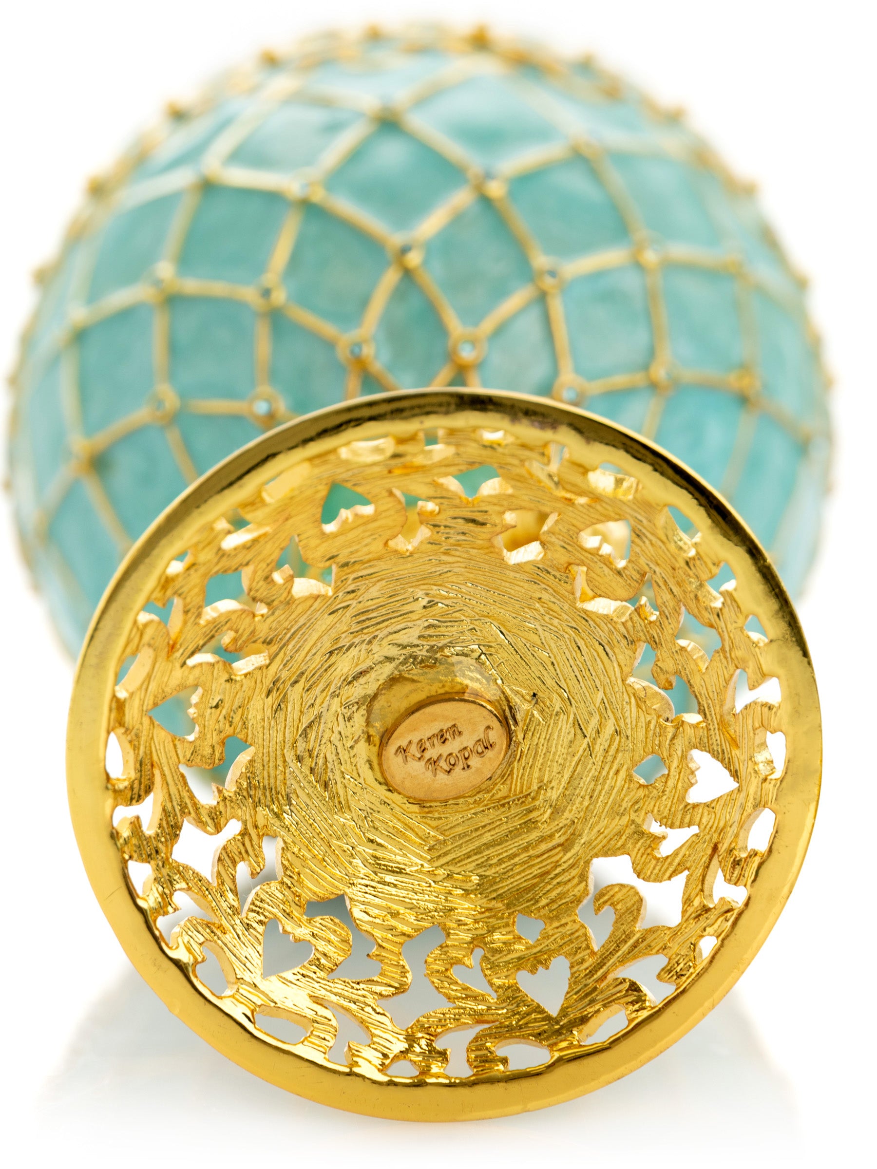 Gold & turquoise Egg with Royal Carriage