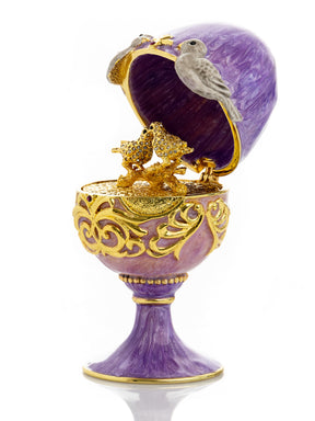 Purple Egg with two Gold love doves