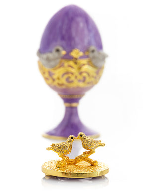 Purple Egg with two Gold love doves