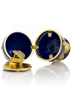 Blue Faberge Egg with Golden Piano Surprise