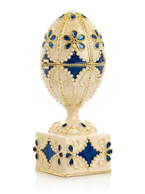 Pearl Beige Faberge Egg with Swan Hidden compartment