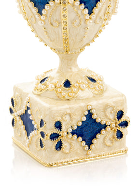Pearl Beige Faberge Egg with Swan Hidden compartment