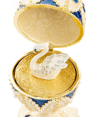 Pearl Beige Faberge Egg with Swan Hidden compartment