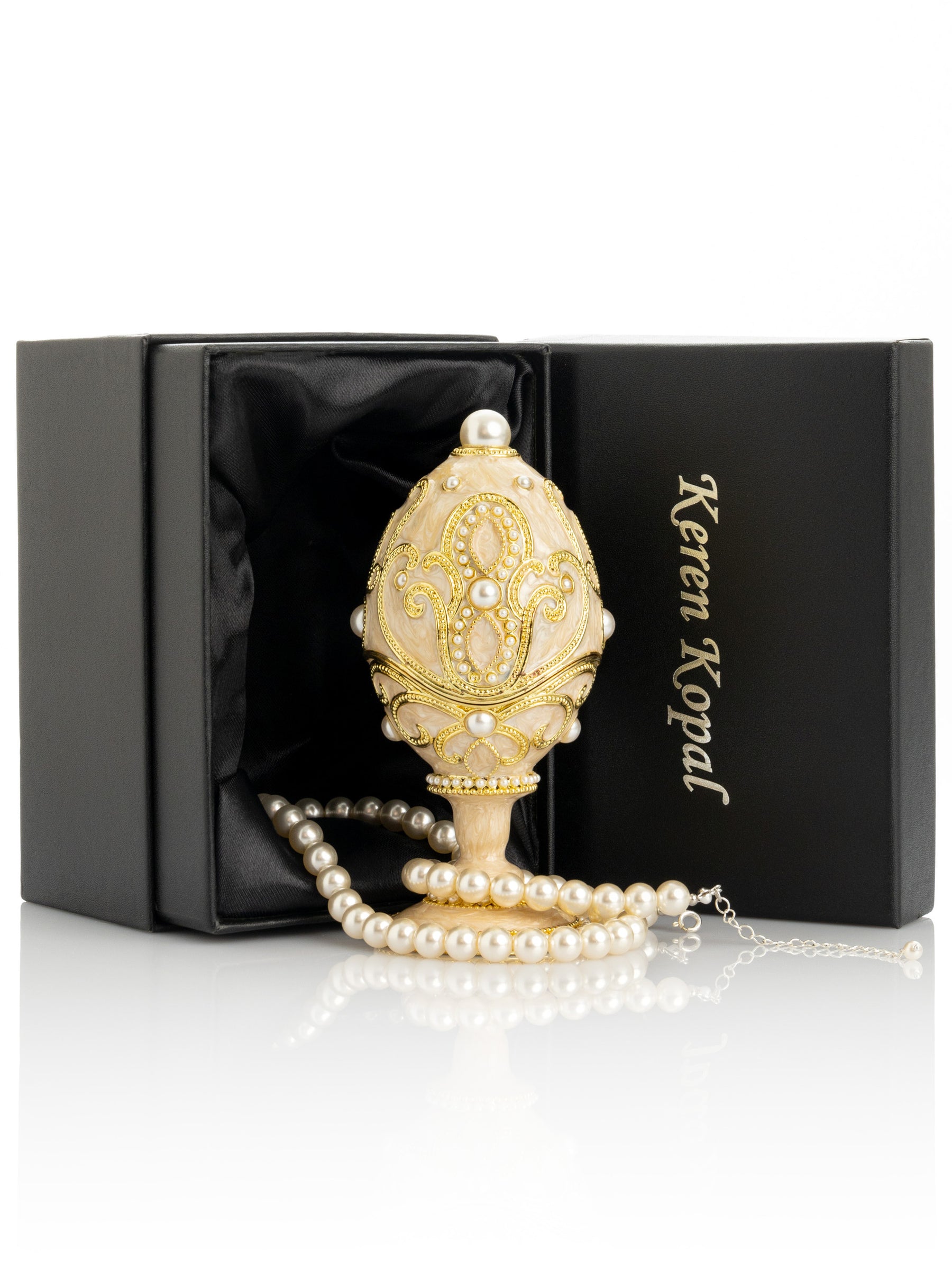 Gold Easter Egg with Pearls Necklace
