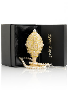 Gold Easter Egg with Pearls Necklace