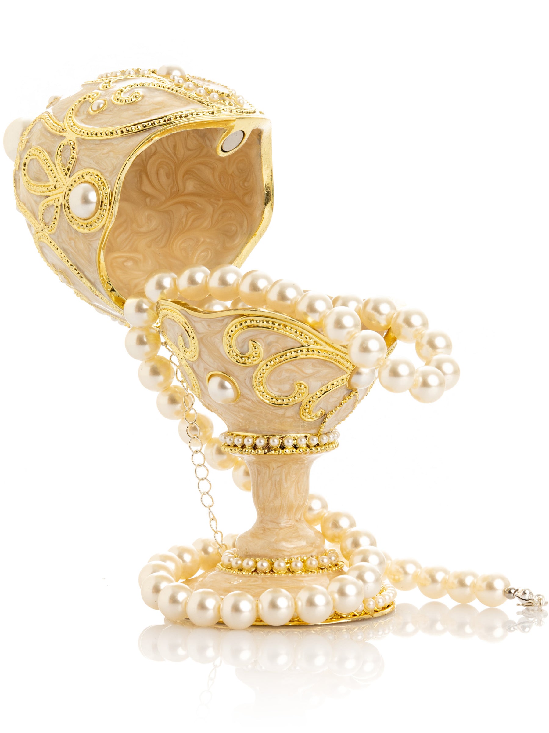 Gold Easter Egg with Pearls Necklace