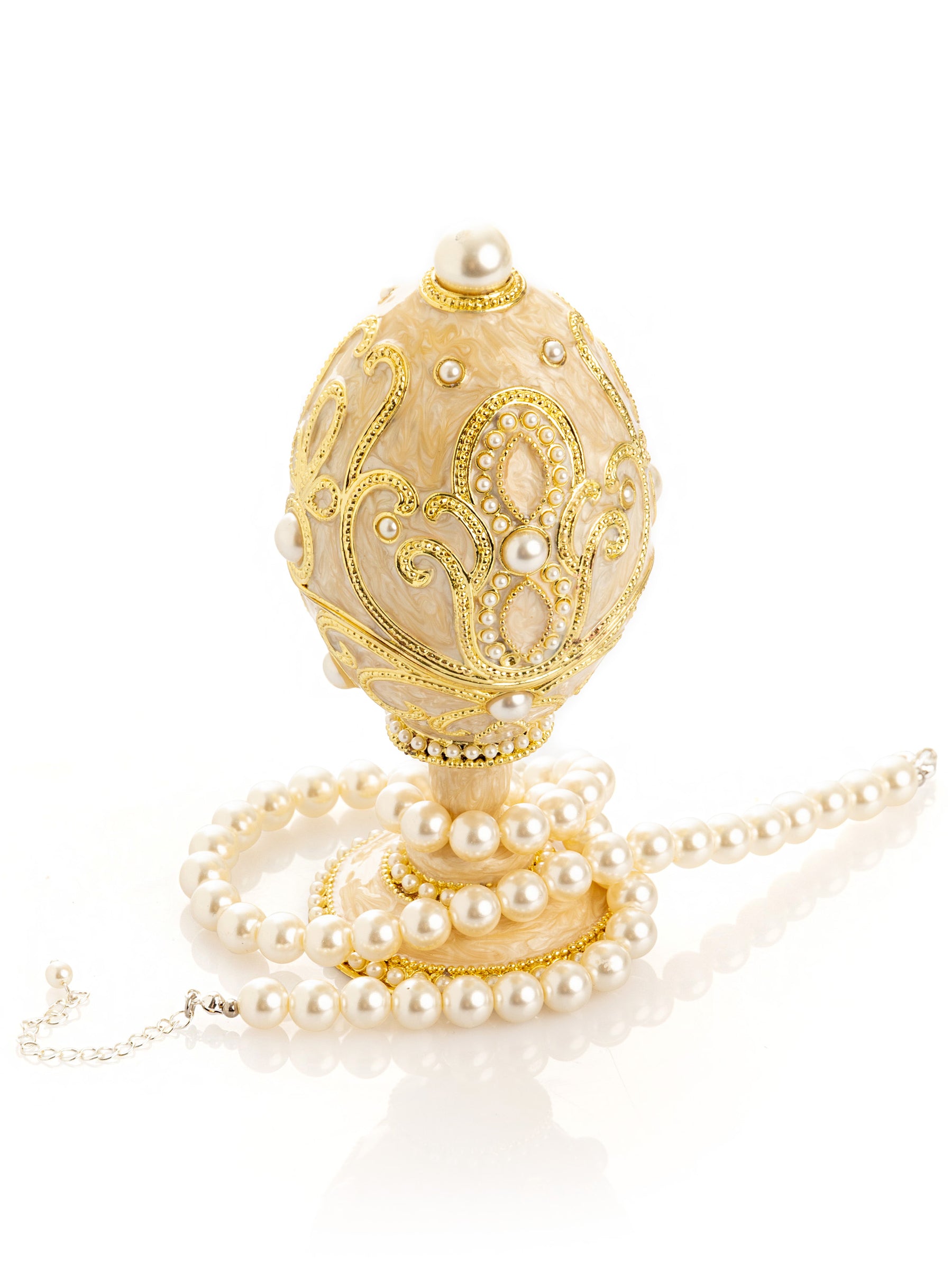 Gold Easter Egg with Pearls Necklace