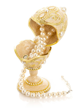 Gold Easter Egg with Pearls Necklace