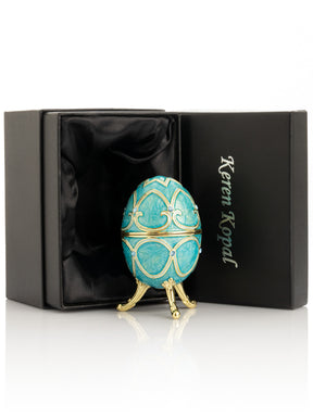 Turquoise Easter Egg with Cat Hidden compartment