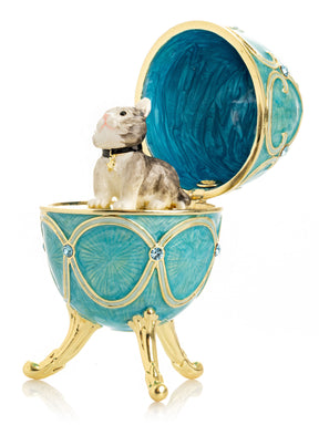 Turquoise Easter Egg with Cat Hidden compartment