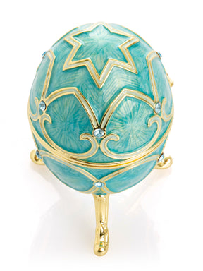 Turquoise Easter Egg with Cat Hidden compartment