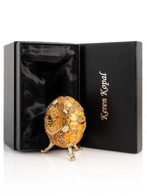Easter Egg Honeycomb with Bees Hive trinket box