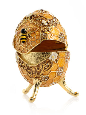Easter Egg Honeycomb with Bees Hive trinket box