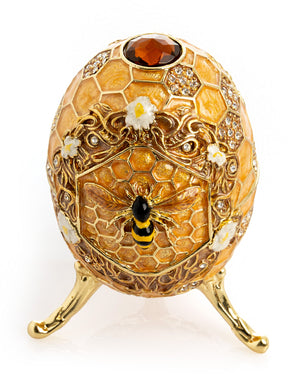 Easter Egg Honeycomb with Bees Hive trinket box