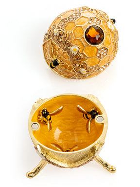 Easter Egg Honeycomb with Bees Hive trinket box