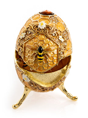 Easter Egg Honeycomb with Bees Hive trinket box