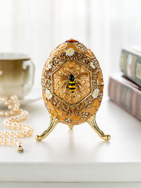 Easter Egg Honeycomb with Bees Hive trinket box