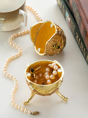 Easter Egg Honeycomb with Bees Hive trinket box