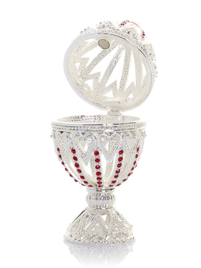 Silver Easter Egg with Red Crystals & Hearts