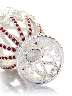 Silver Easter Egg with Red Crystals & Hearts