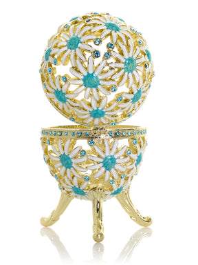 Gold Easter Egg with Blue and White Flowers
