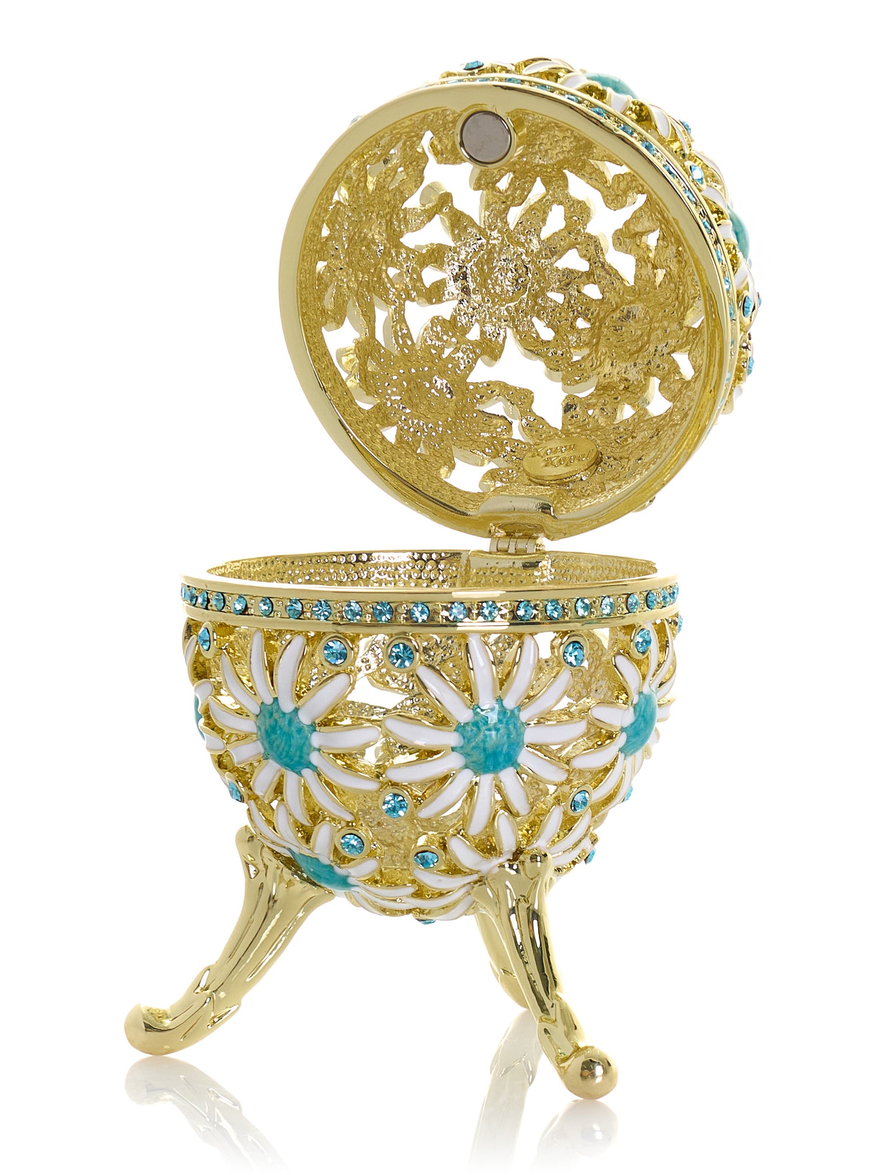 Gold Easter Egg with Blue and White Flowers