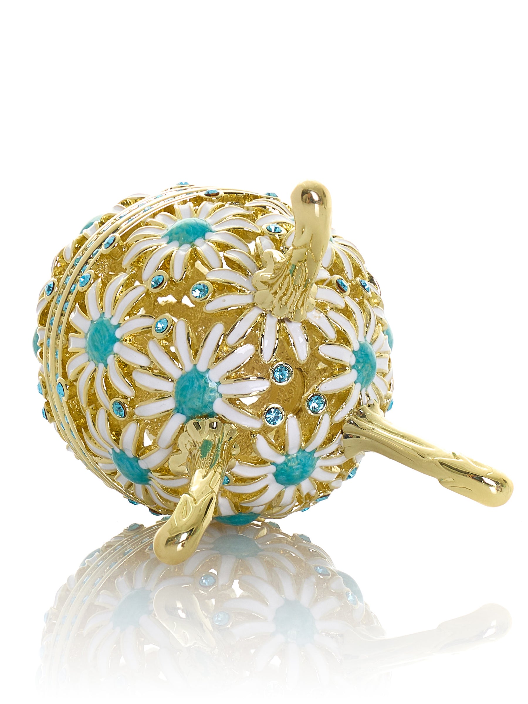 Gold Easter Egg with Blue and White Flowers