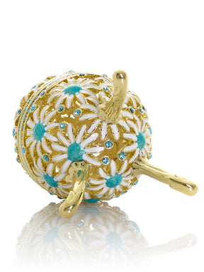 Gold Easter Egg with Blue and White Flowers