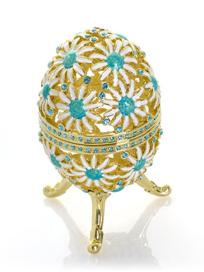 Gold Easter Egg with Blue and White Flowers