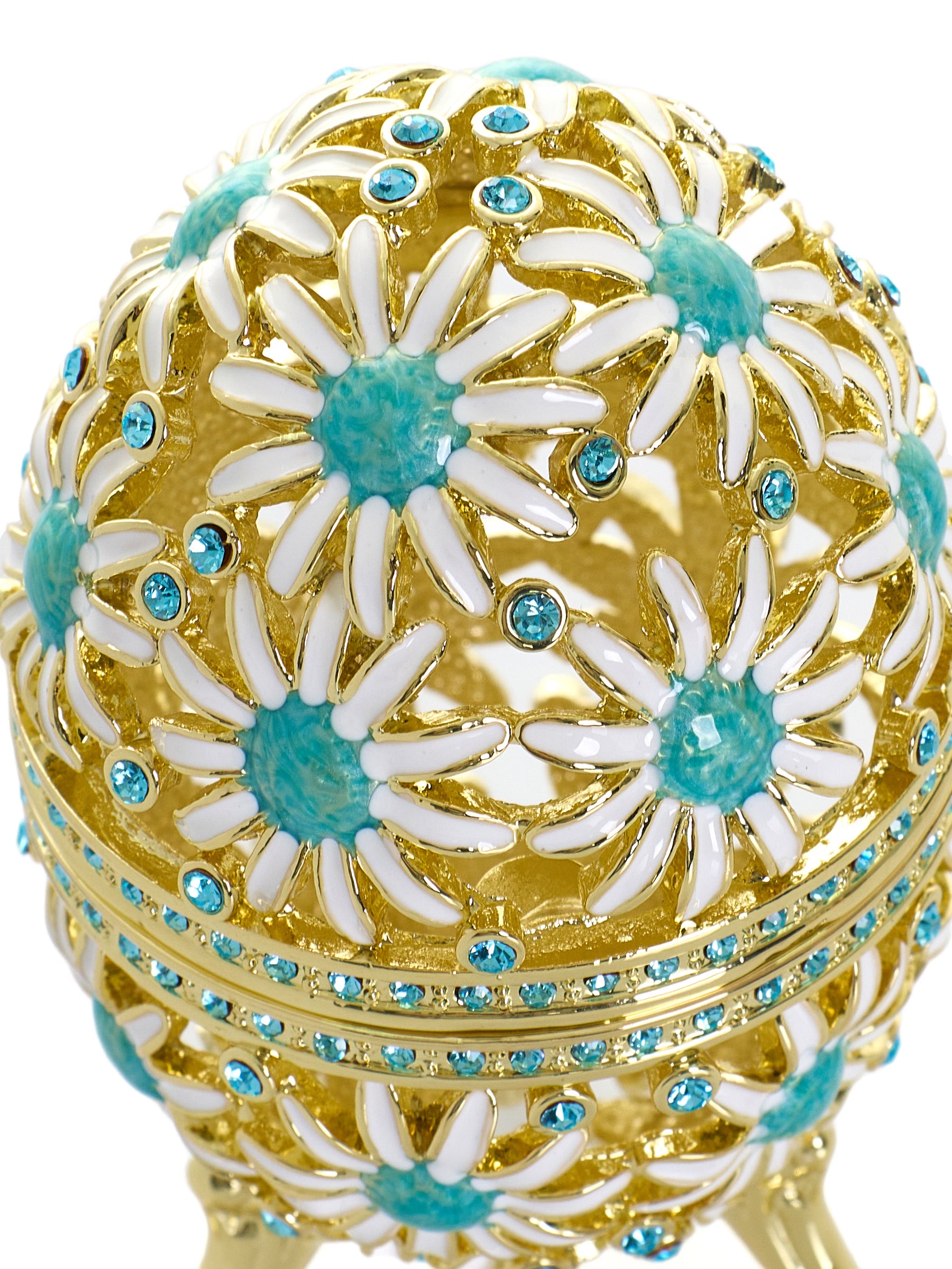 Gold Easter Egg with Blue and White Flowers