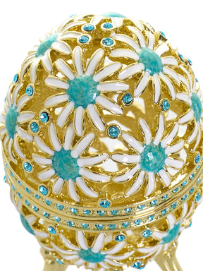 Gold Easter Egg with Blue and White Flowers