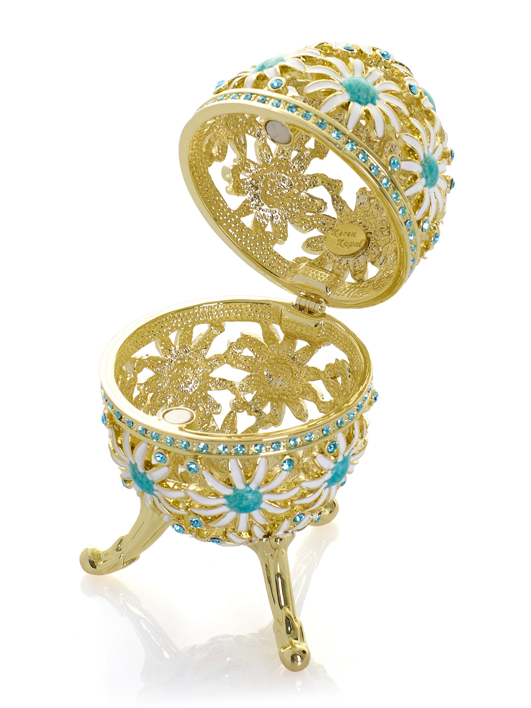 Gold Easter Egg with Blue and White Flowers