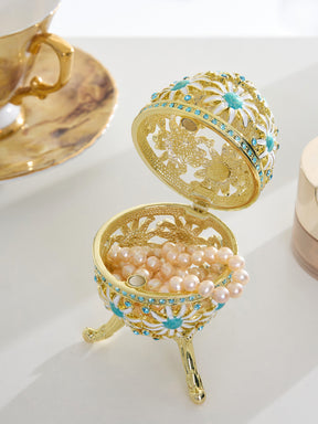 Gold Easter Egg with Blue and White Flowers