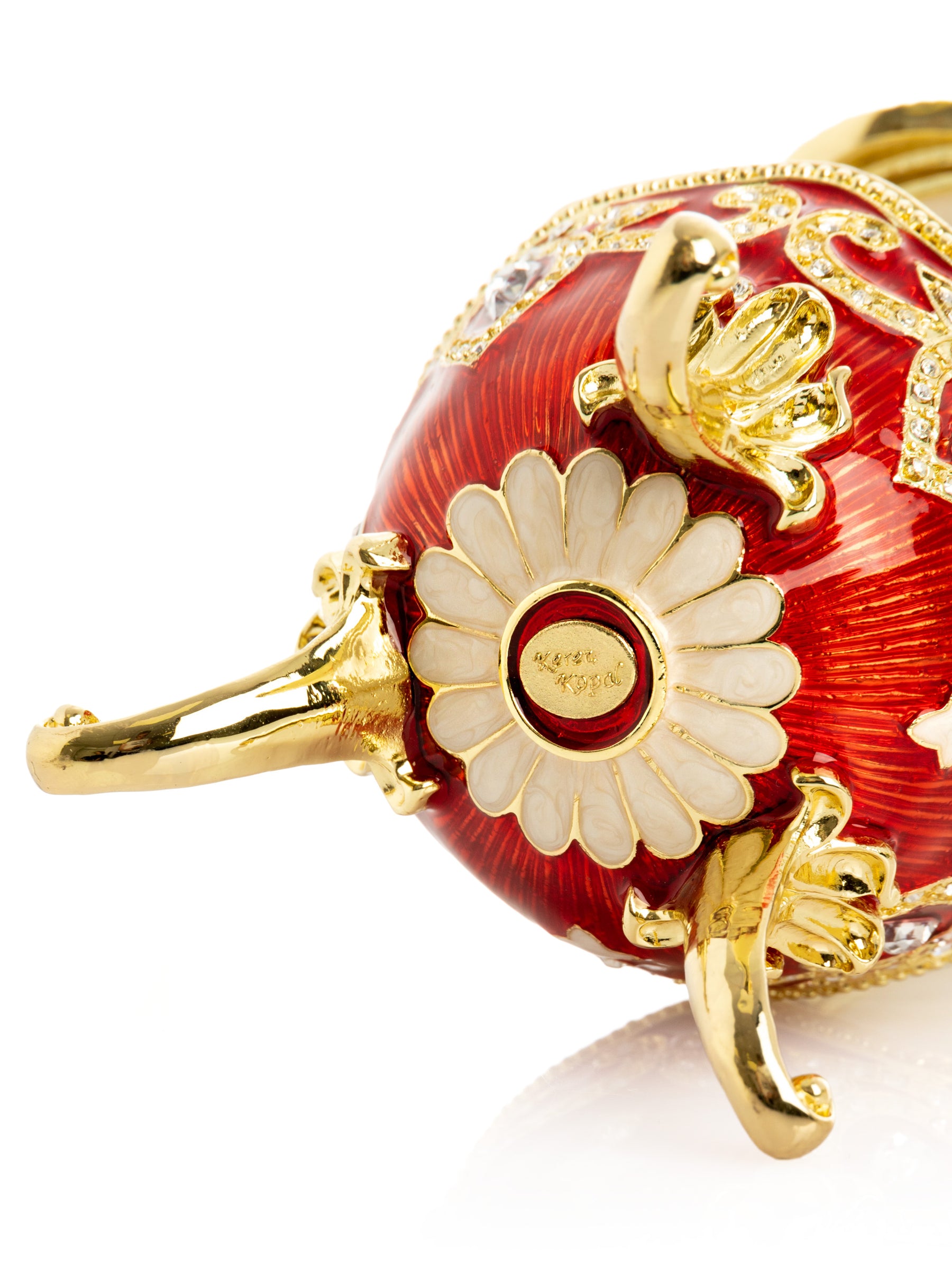 Red Wind up Horse Carousel Faberge Style Egg