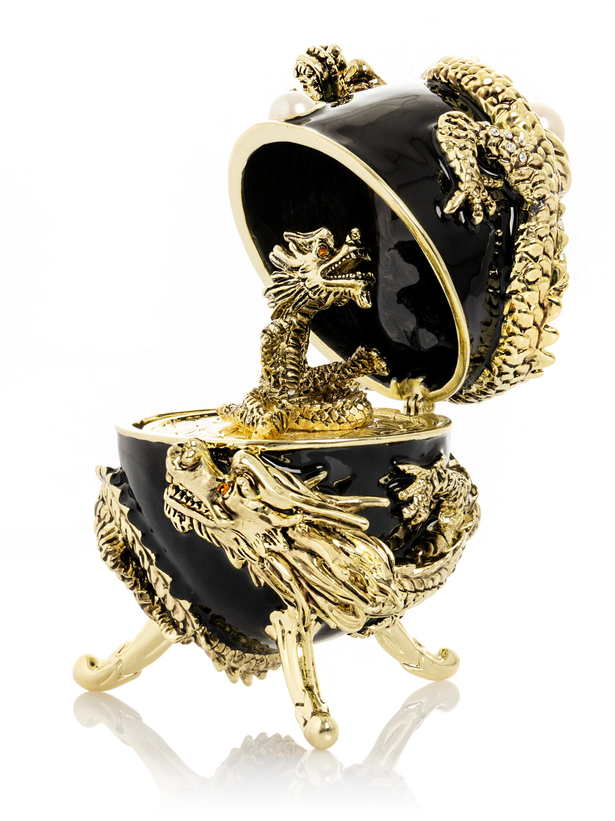 Black Faberge Egg with Dragon