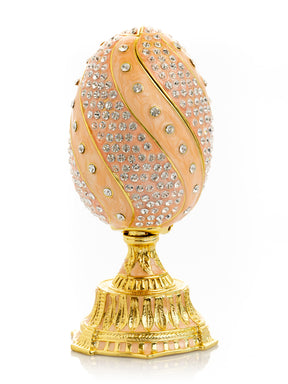 spiral salon pink Faberge Egg with flowers bouquet