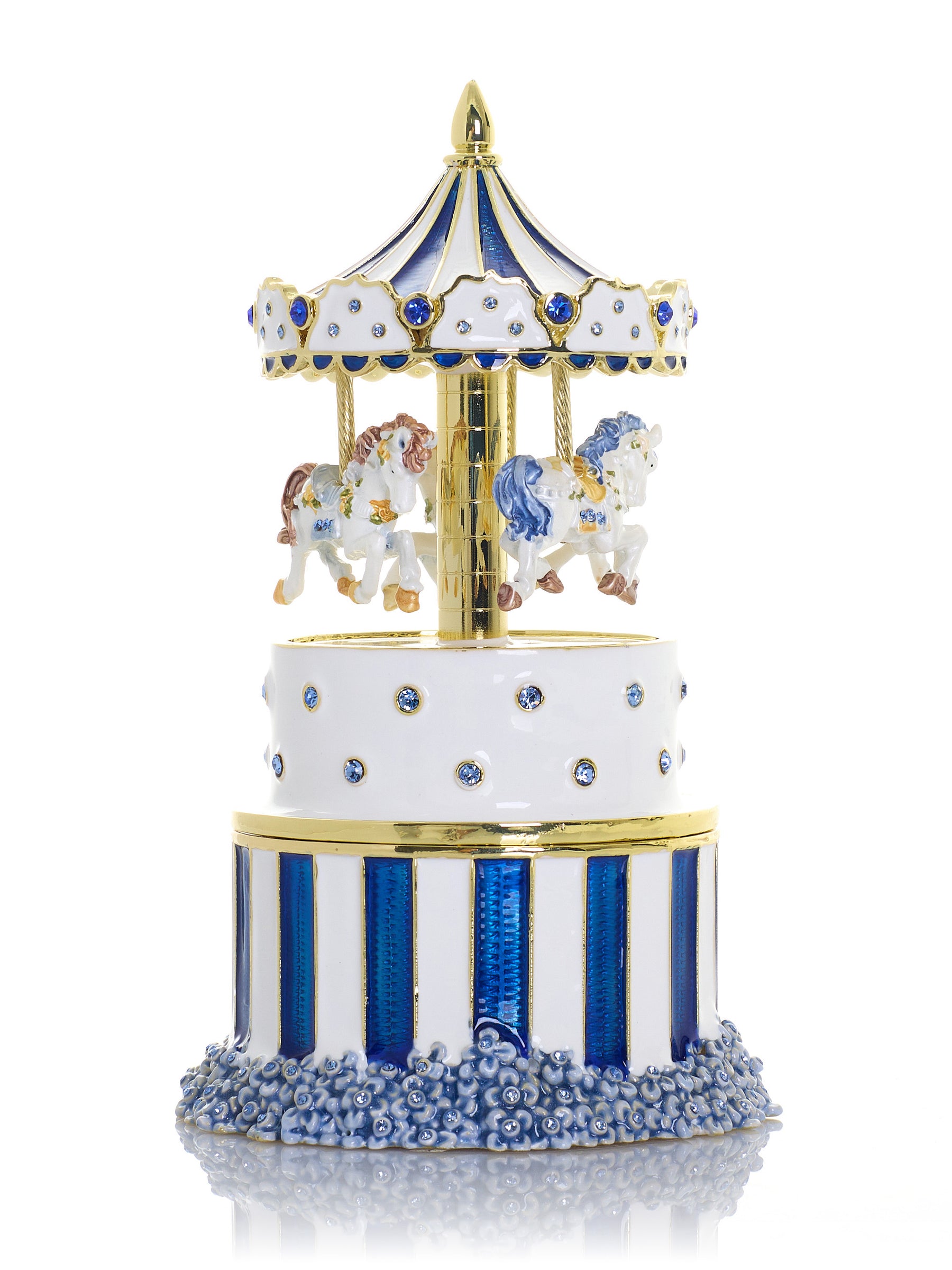Keren Kopal Blue Wind up Horse Carousel & trinket Box Limited Edition 1-250