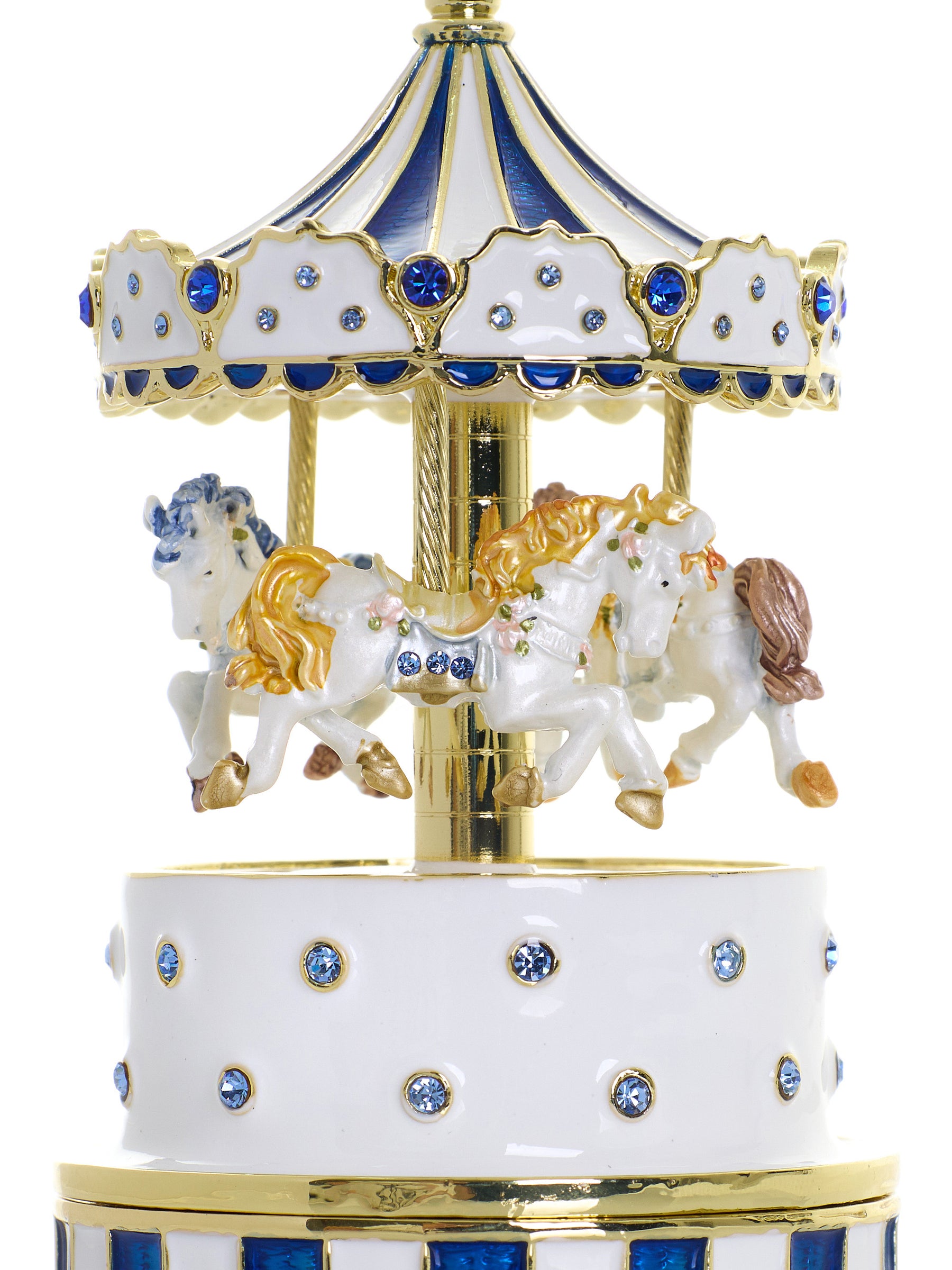 Keren Kopal Blue Wind up Horse Carousel & trinket Box Limited Edition 1-250