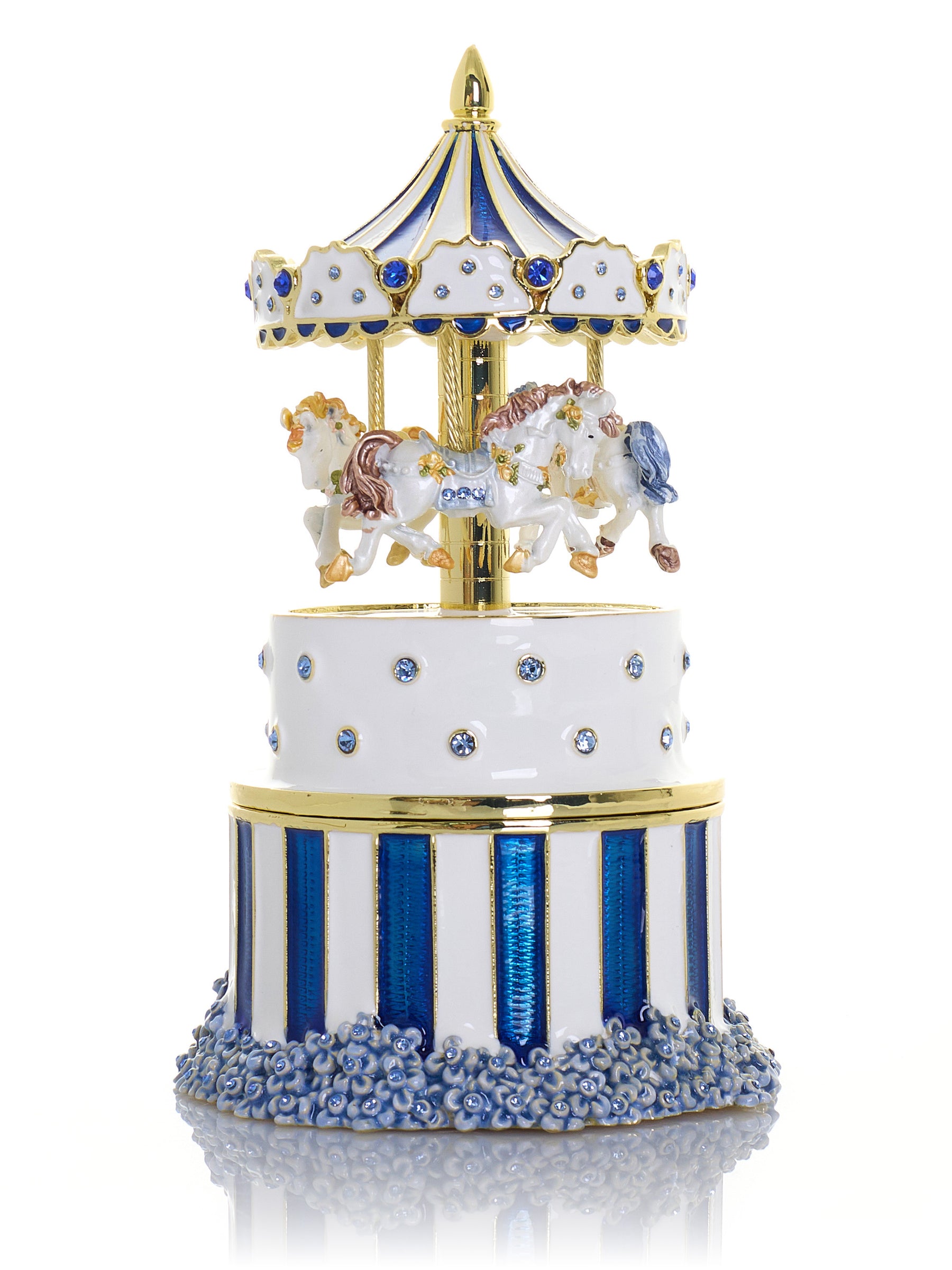 Keren Kopal Blue Wind up Horse Carousel & trinket Box Limited Edition 1-250