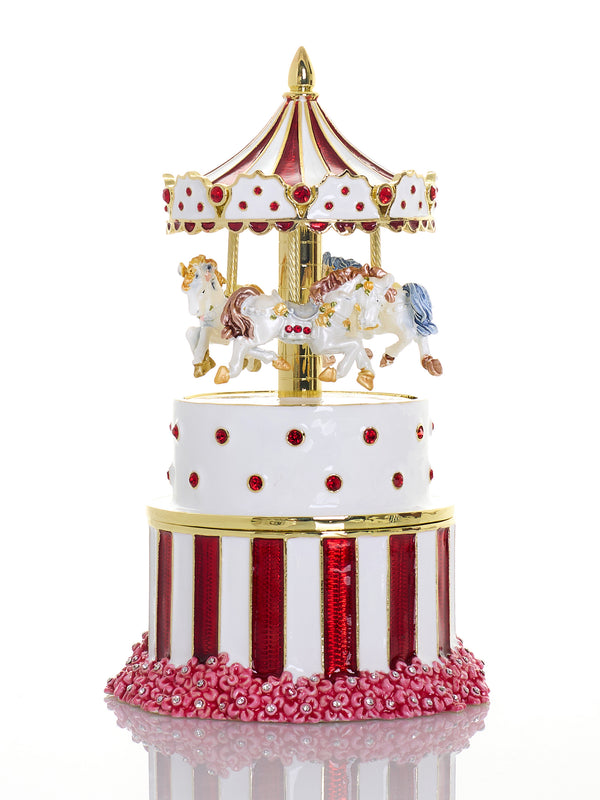 Carrousel de Chevaux Rouge à Remonter & Boîte à Bijoux Édition Limitée 1-250