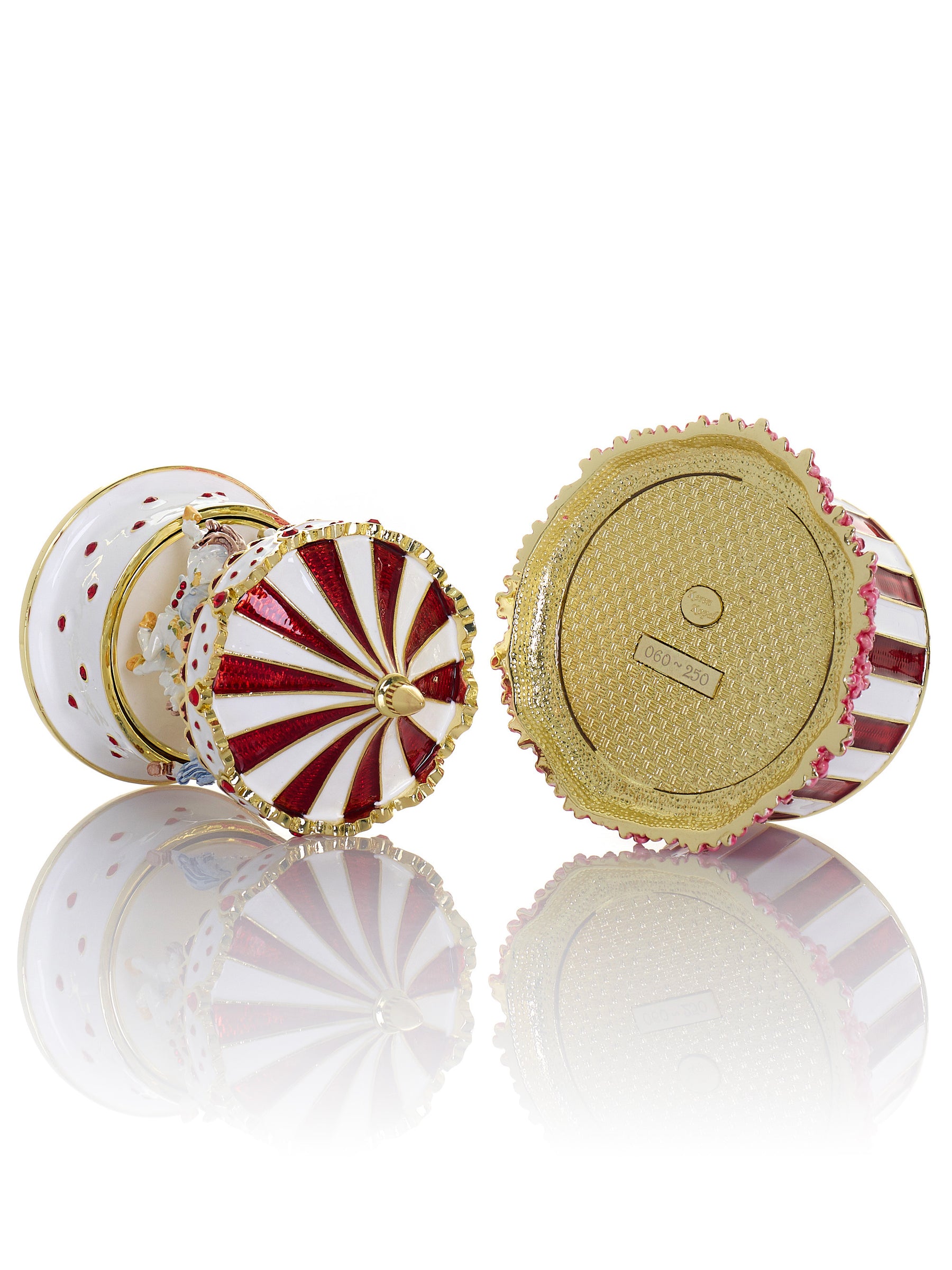 Blaues Faberge-Ei mit Pferdekarussell zum Aufziehen