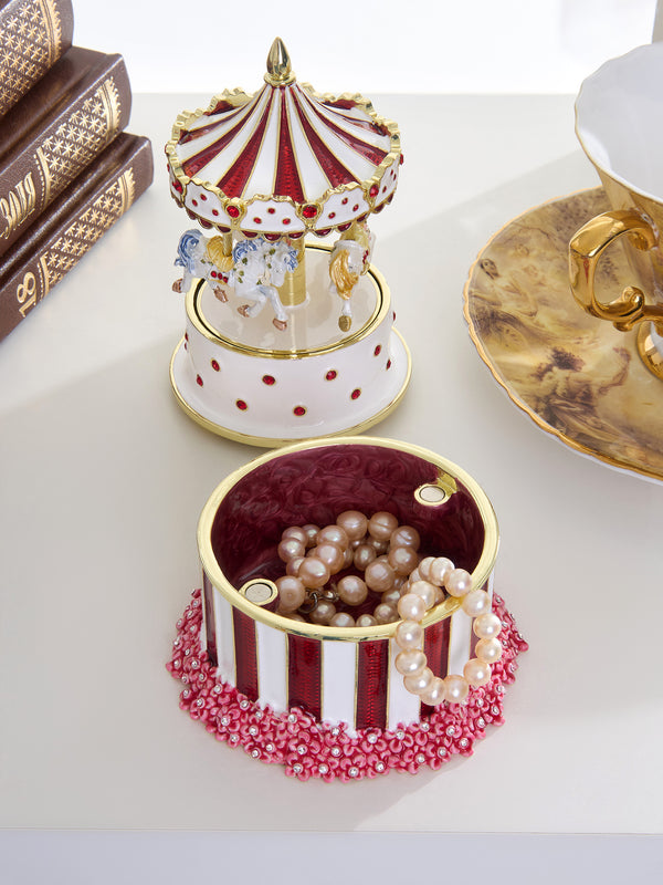 Carrousel de Chevaux Rouge à Remonter & Boîte à Bijoux Édition Limitée 1-250