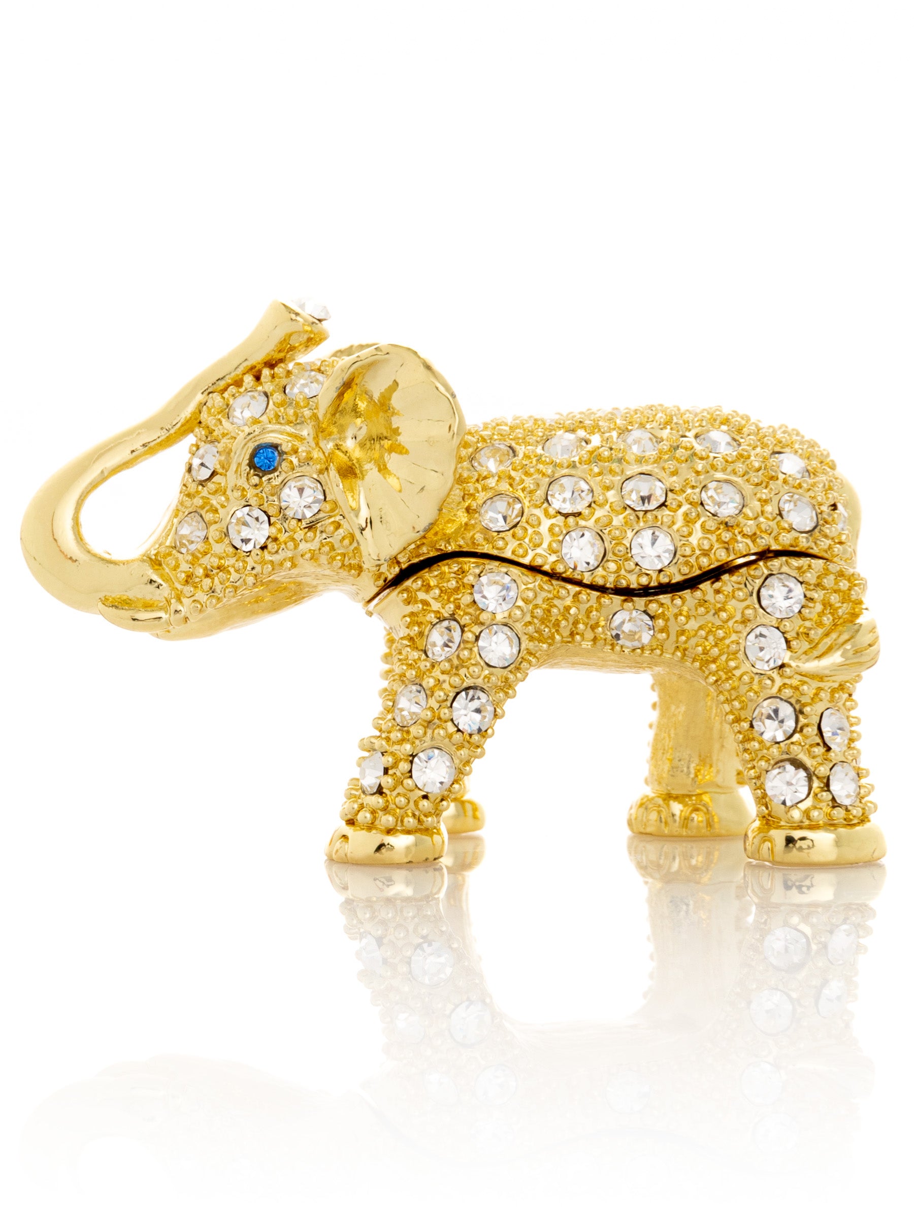 Éléphant en or avec des cristaux
