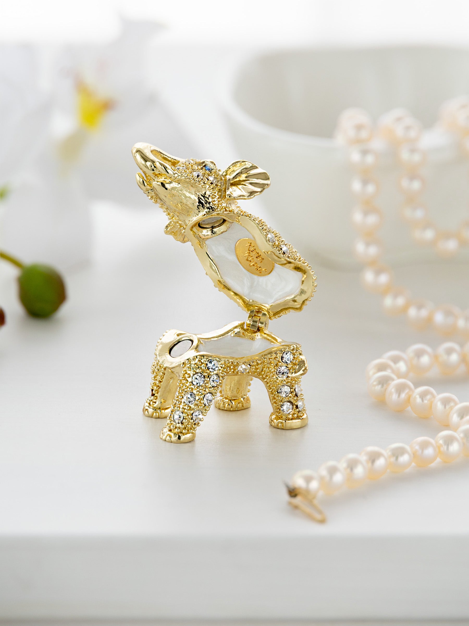 Keren Kopal Golden Elephant with crystals